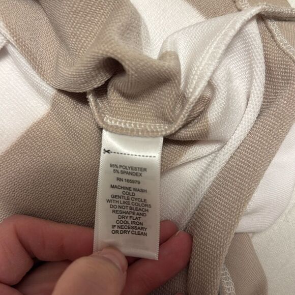 Cable & Gauge Beige and White Mock T Knit Shirt - Picture 6 of 6